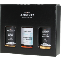 Amstutz Geschenkbox 3er-Set, 20 cl
Vieille Prune, Eierkirsch Likör, Vieille Williams